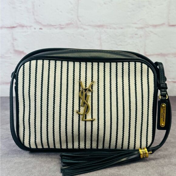 YSL Yves Saint Laurent 2021 Medium Canvas Lou Striped Nautical Camera Bag - Picture 2 of 15